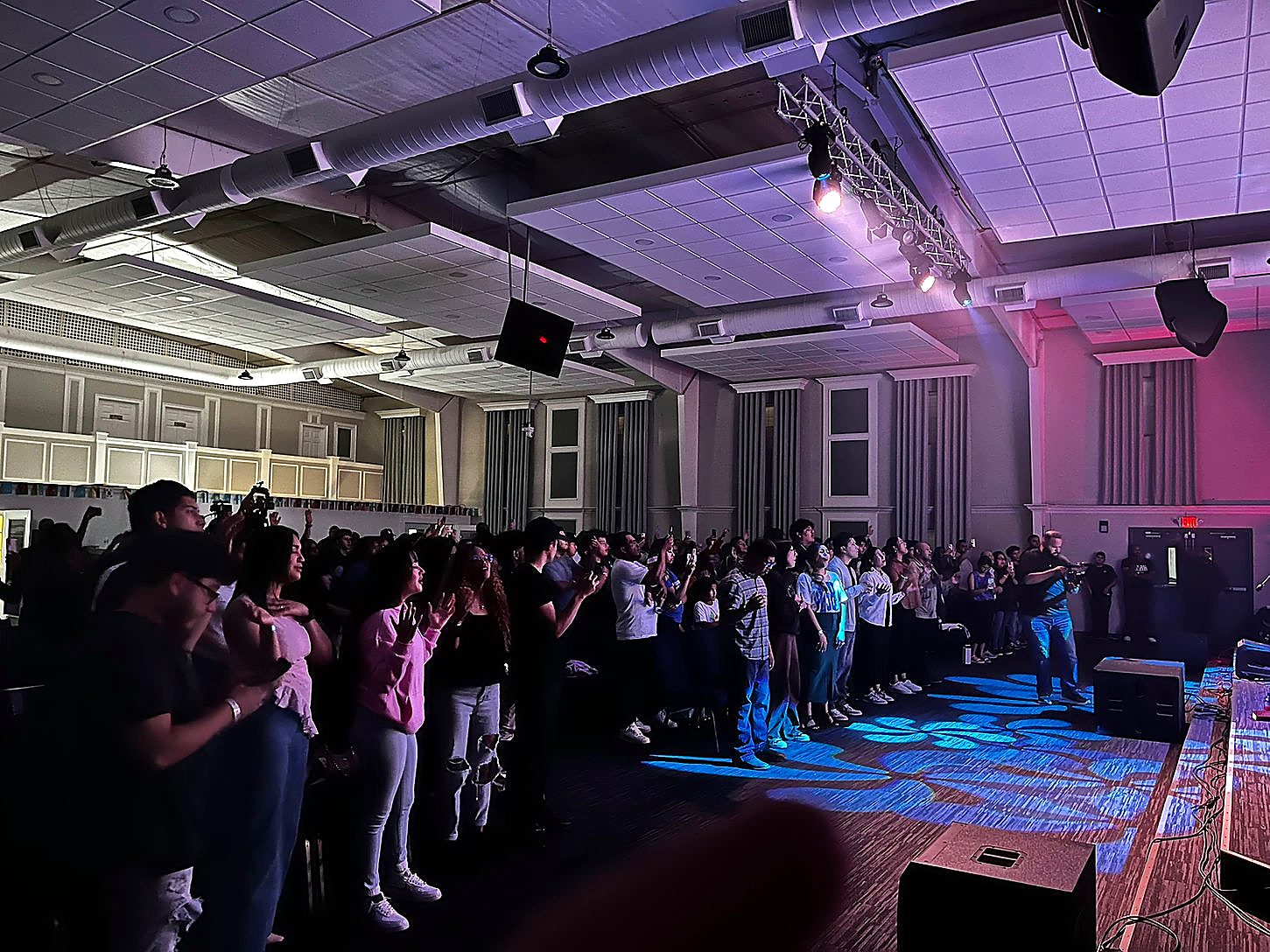 Worship night with the congregation standing