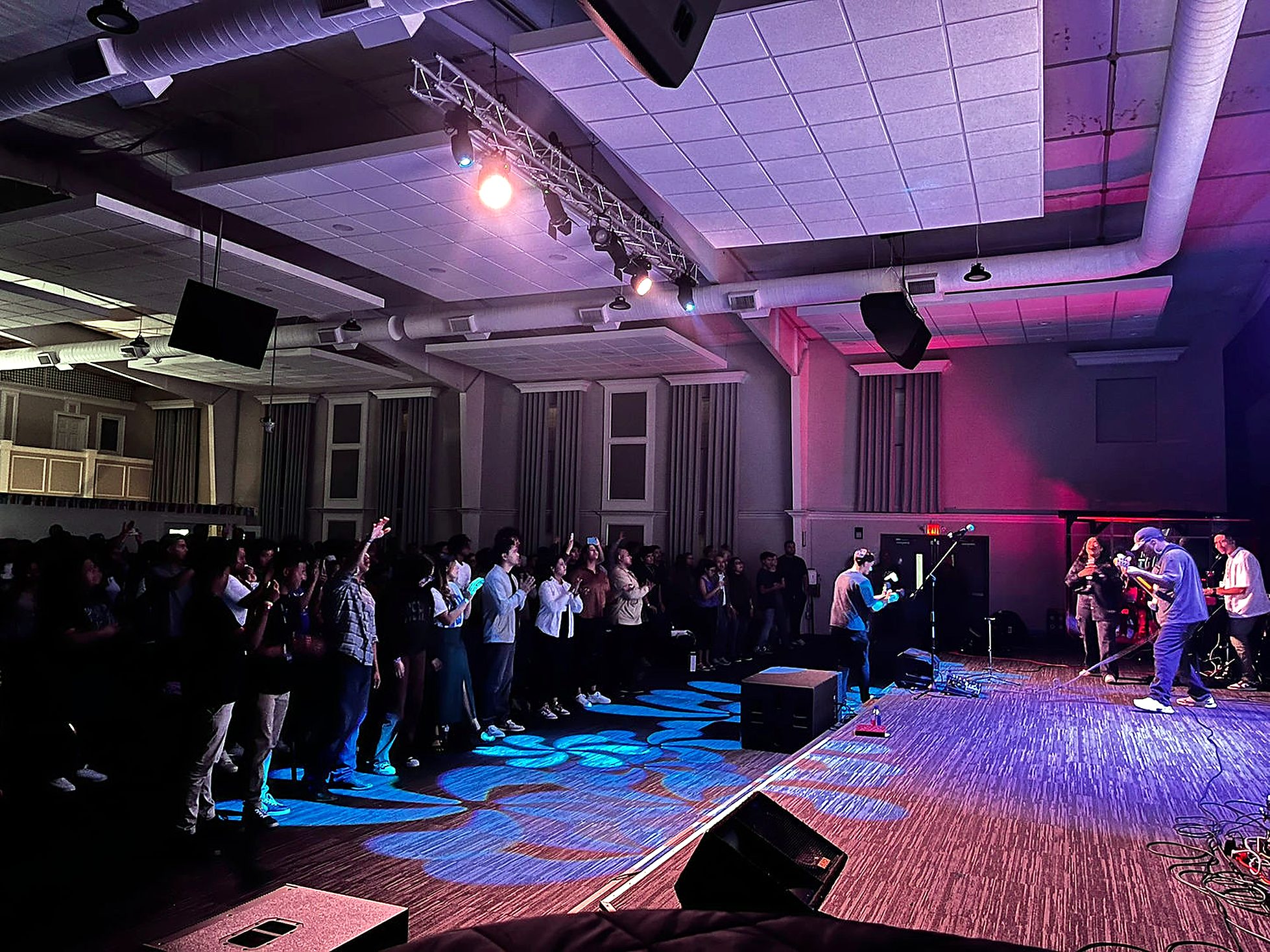 Worship night in the sanctuary with stage lights
